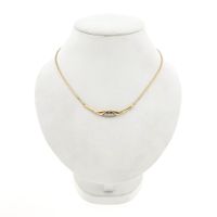 Bicolor gouden cobraschakel collier met vaste hanger en diamant