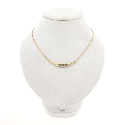 Afbeelding 1 van Bicolor gouden cobraschakel collier met vaste hanger en diamant