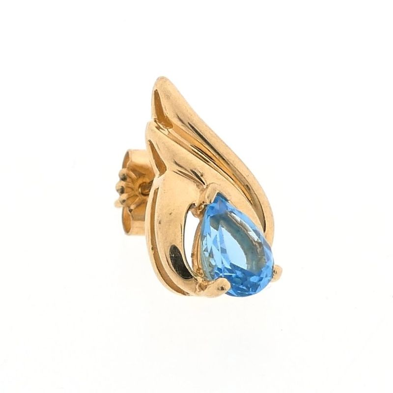 Image 4 of Gold stud earrings with topaz