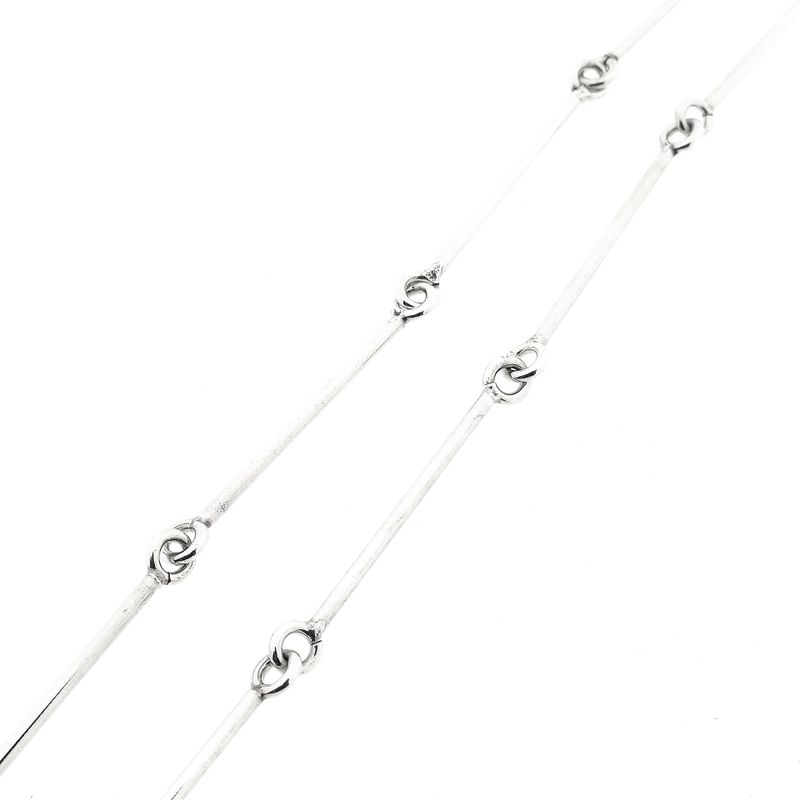 Afbeelding 10 van Zilveren staafjes schakelketting met vaste hanger | 72 cm 