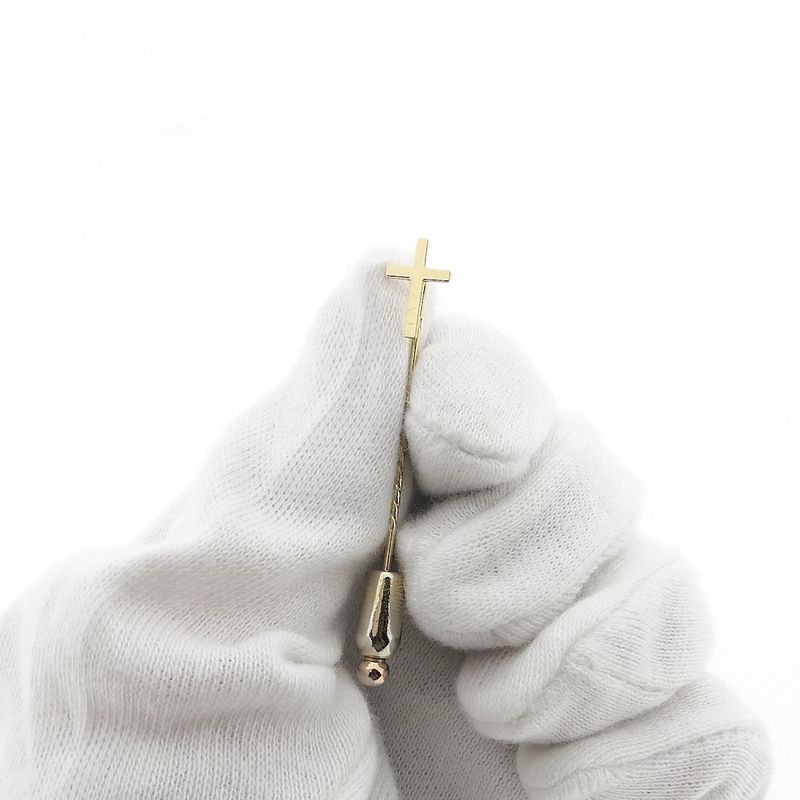 Image 5 of Antique gold lapel pin, tie pin with a cross