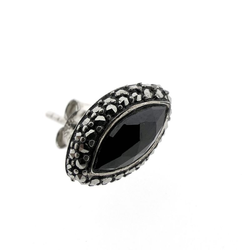 Image 6 of Silver stud earrings with marcasite and garnet