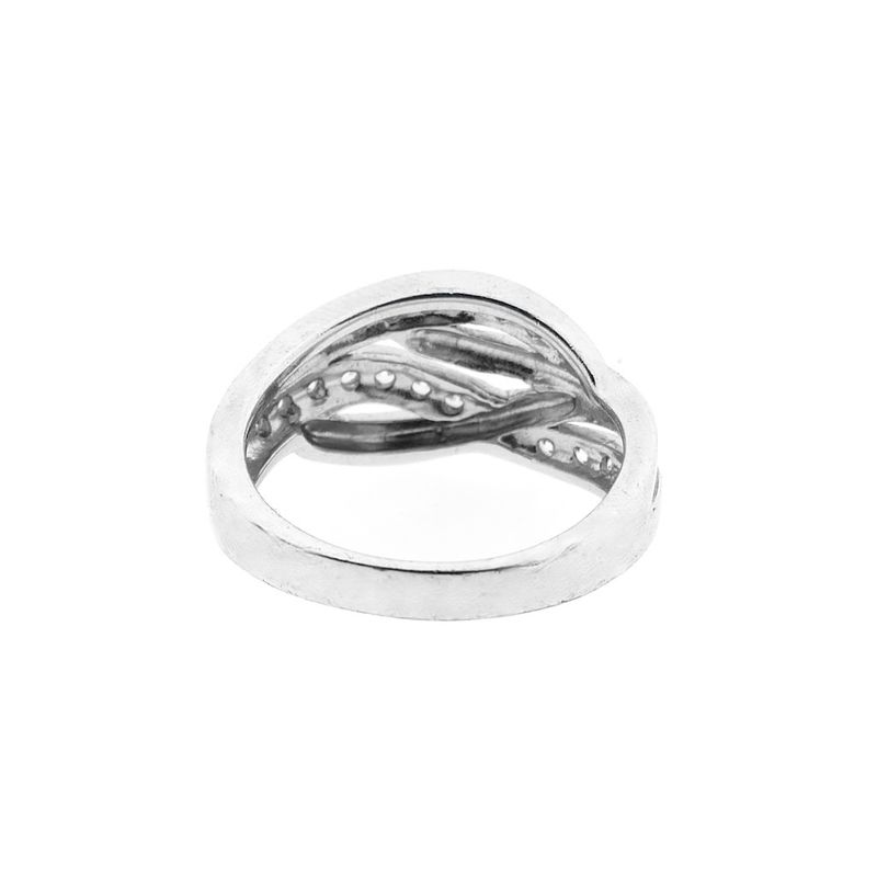 Image 4 of Wide silver crossover ring with zirconia