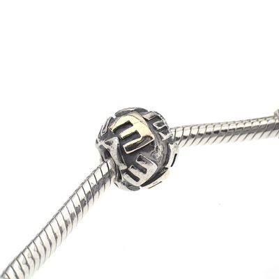 Image 2 of Pandora charm; Silver with gold; Letter E