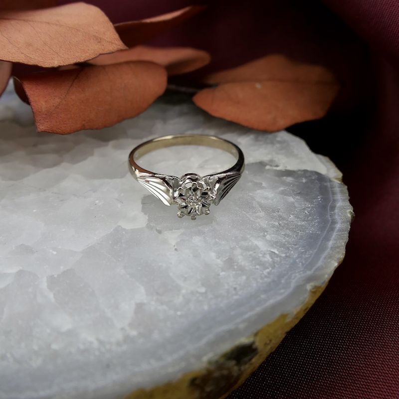 Image 2 of White gold ring with diamond 0.025 ct.