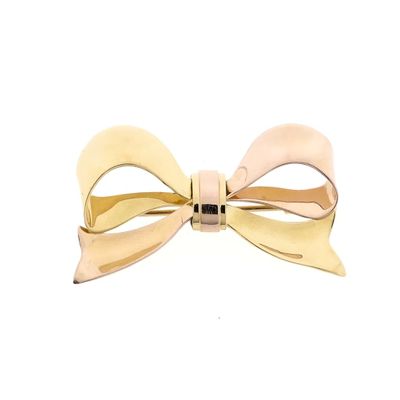 Image 1 of Vintage two-tone gold brooch as a bow