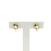 Gold clip-on earrings with cultured pearls