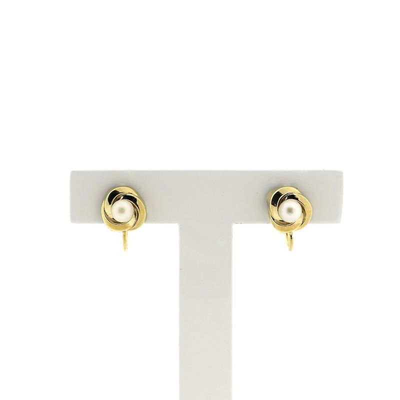 Image 1 of Gold clip-on earrings with cultured pearls