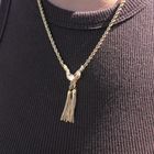 Image 12 of Gold twisted link chain with tassels and zirconia