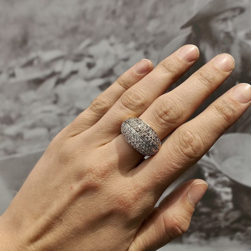 Image 7 of Gold cocktail ring with white and champagne diamonds; 3.39 ct.