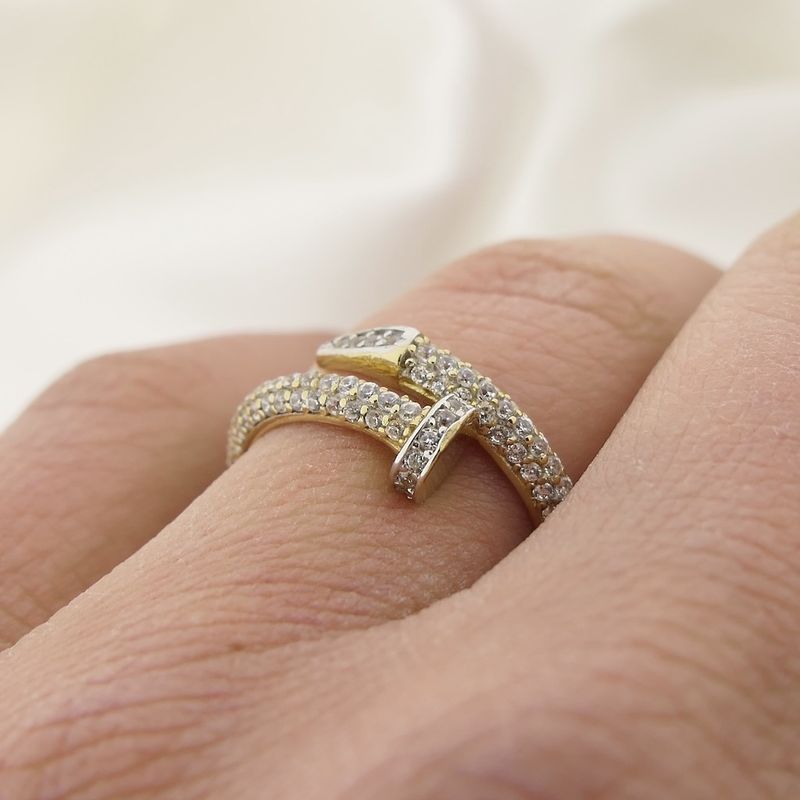 Image 7 of Gold nail ring with zirconia stones