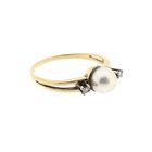 Image 6 of Gold ring with pearl and diamonds; 0.04 ct.