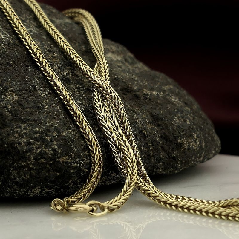 Image 2 of Gold long foxtail link chain | 71.5 cm