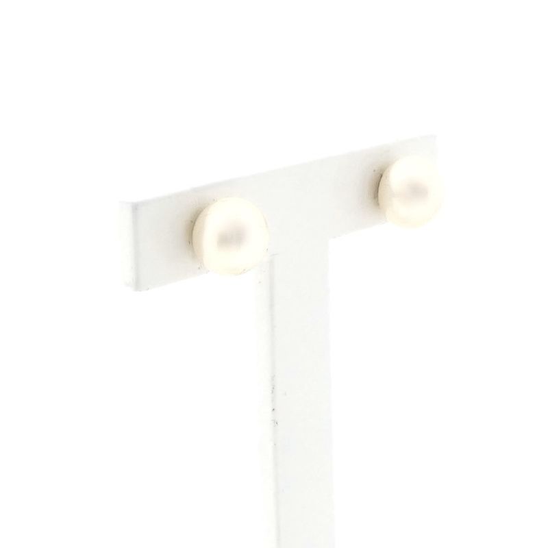 Image 3 of Gold stud earrings with cultured pearl