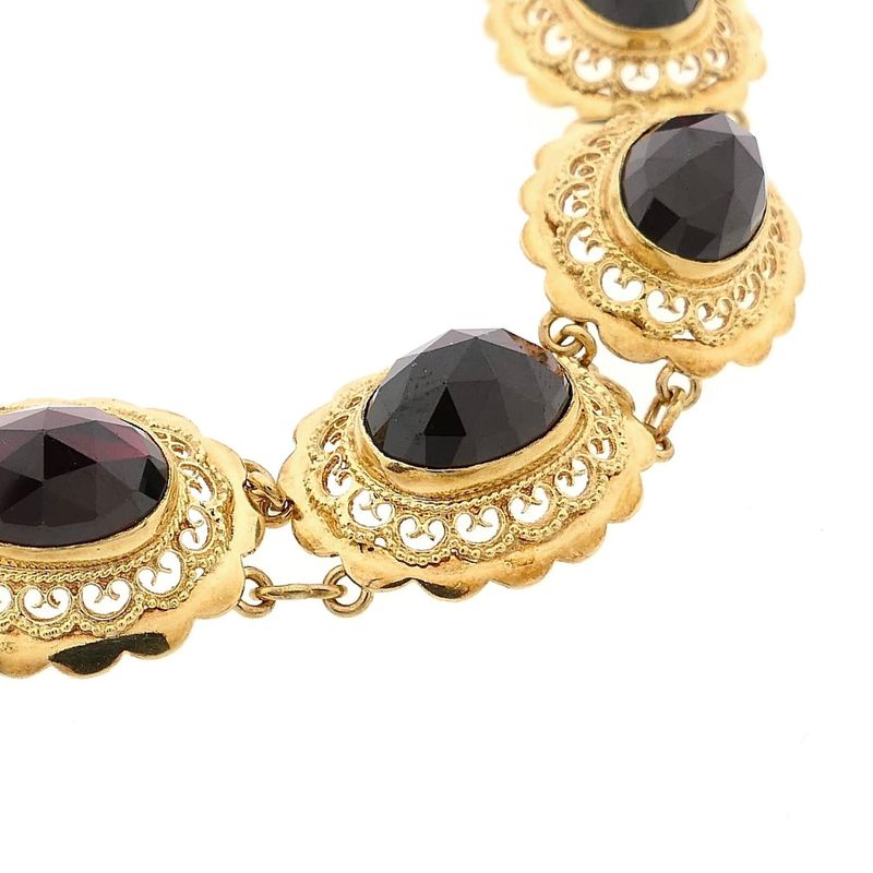 Image 10 of Antique Gold Boat Bracelet with Garnet | 18 cm