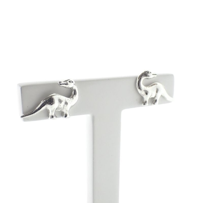 Image 1 of Silver dinosaur stud earrings