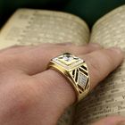 Image 2 of Two-tone gold men's ring with zirconia | Art Deco