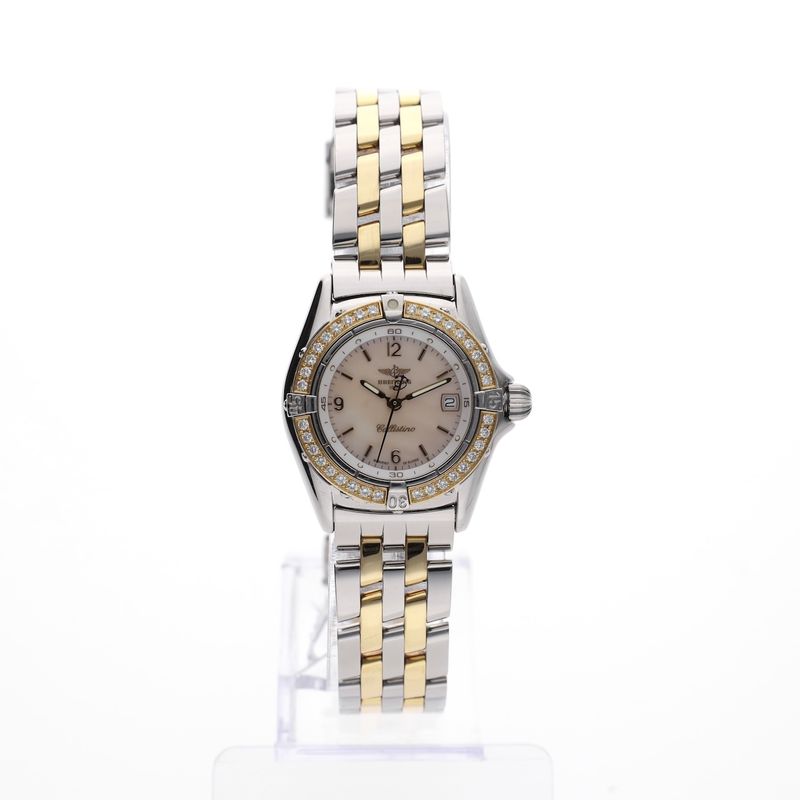 Image 1 of Breitling Callistino 'Mother of Pearl' D52045; 18k gold/steel women's watch with diamonds