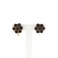 Vintage Gold Clip-On Earrings with Garnet