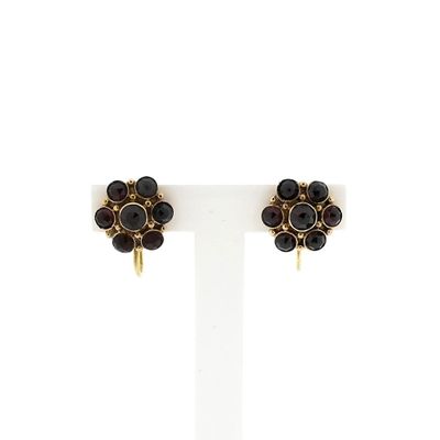 Image 1 of Vintage Gold Clip-On Earrings with Garnet