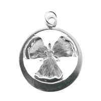 Silver round pendant with guardian angel