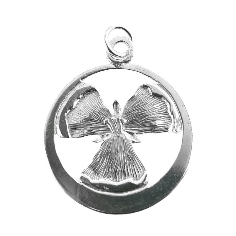 Image 1 of Silver round pendant with guardian angel