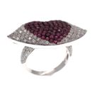 Image 3 of 18 carat white gold ring Kiss; ruby ​​& diamond | 1.02 ct.