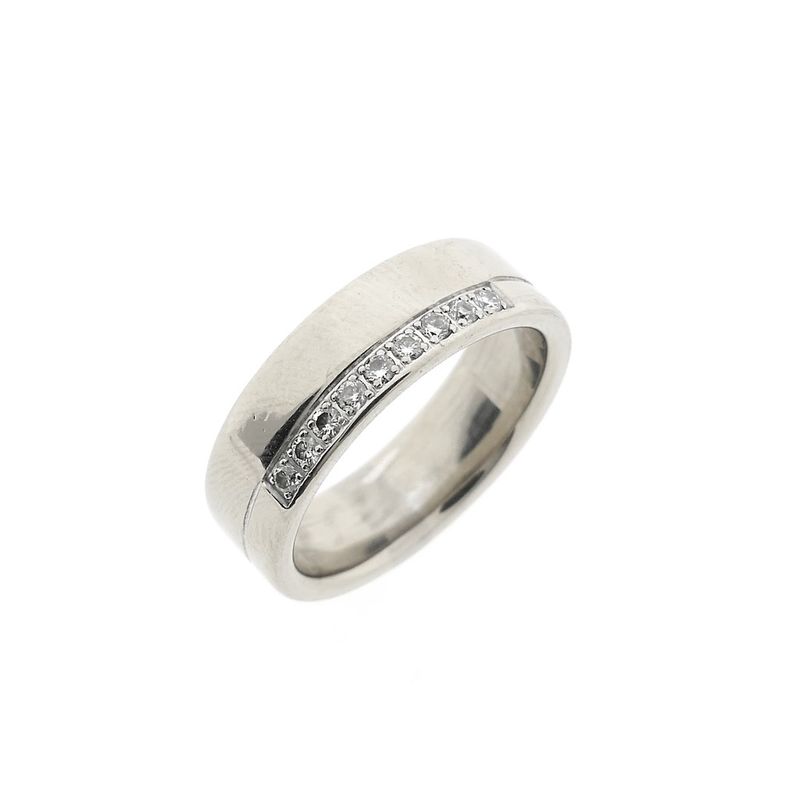 Image 1 of White gold wide row ring with diamonds; 0.135 ct.