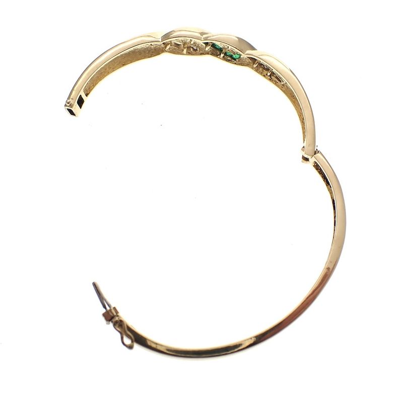 Image 3 of Gold bracelet with emerald and diamond 0.51 ct.; Vintage | Ø 57 mm