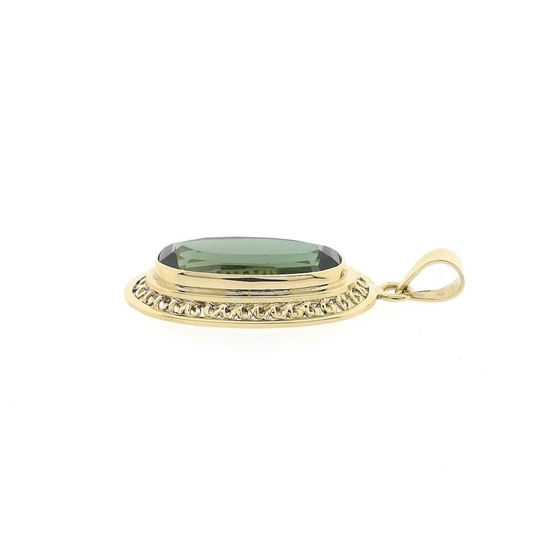 Image 4 of Gold pendant with synthetic green gemstone