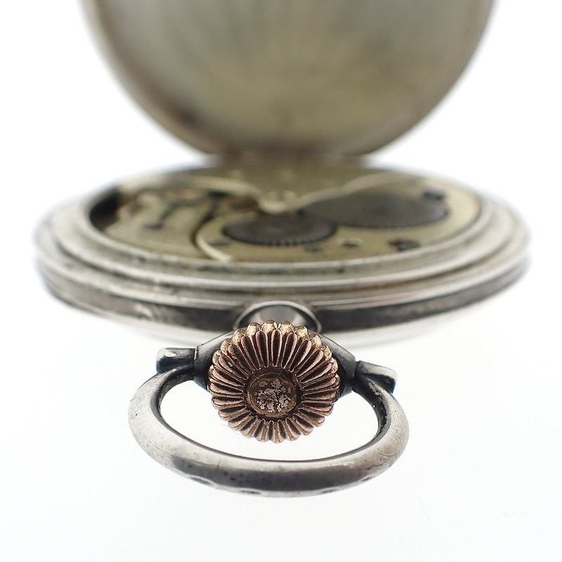 Image 7 of Omega pocket watch; antique silver pocket watch