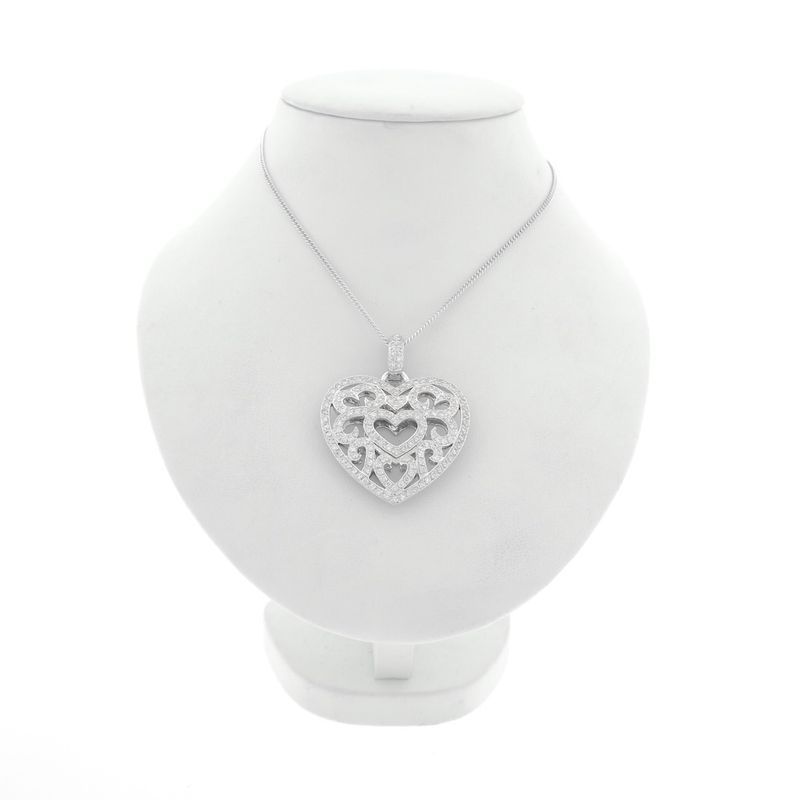 Image 7 of White gold heart pendant with diamonds; 0.815 ct.