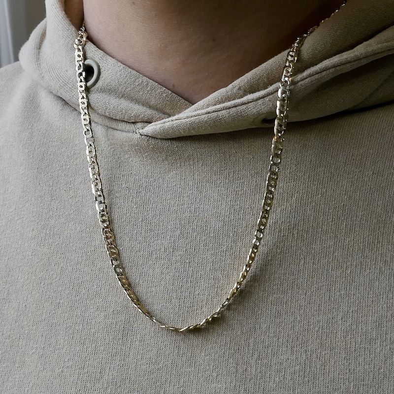 Image 10 of Two-tone gold navy link necklace; Men | 61 cm