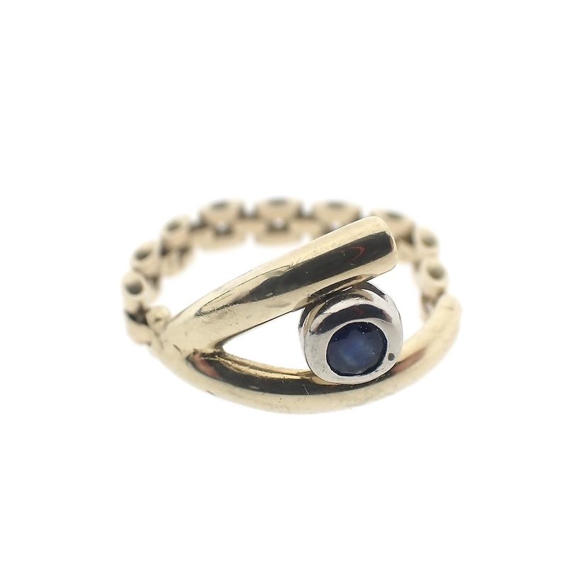 Image 3 of 18 carat gold link ring with sapphire
