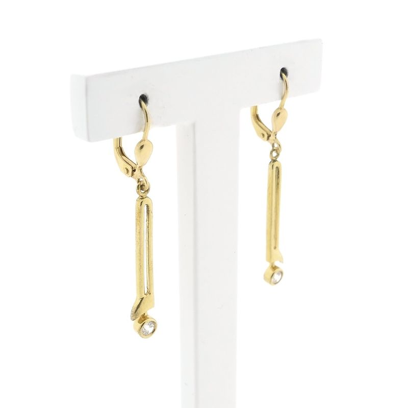 Image 3 of Gold long earrings with zirconia