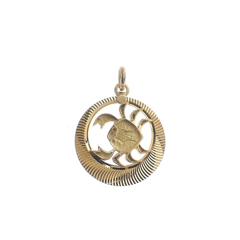 Image 1 of Gold zodiac sign pendant; Cancer | Fabiola