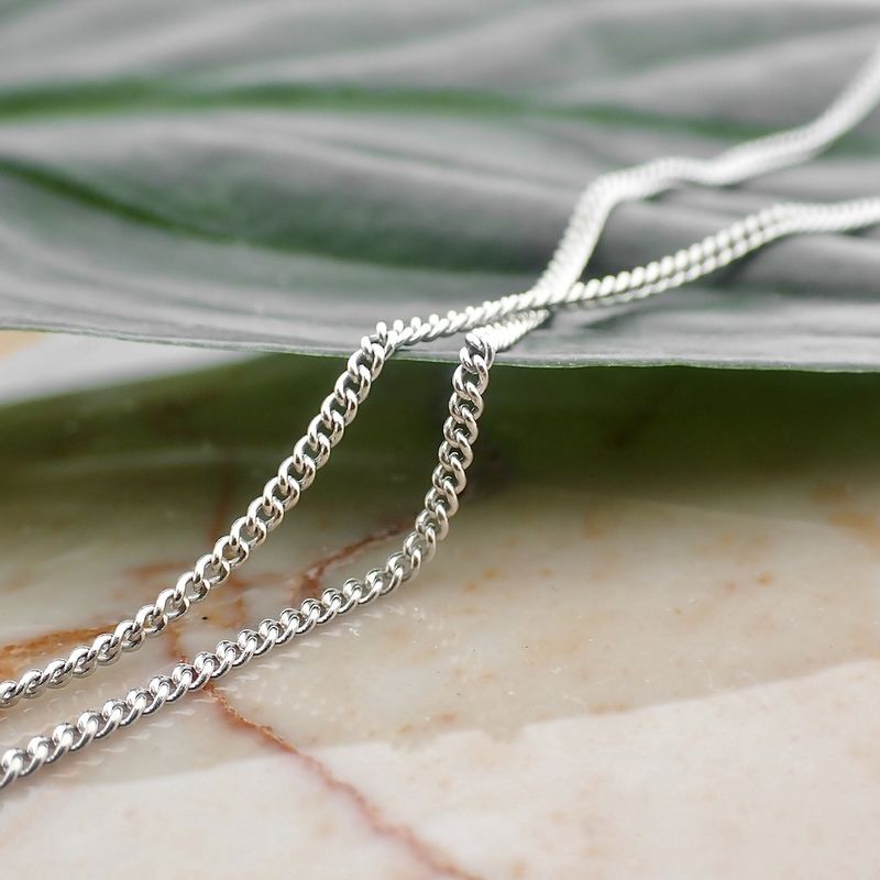 Image 4 of White gold gourmet link necklace | 37-40 cm