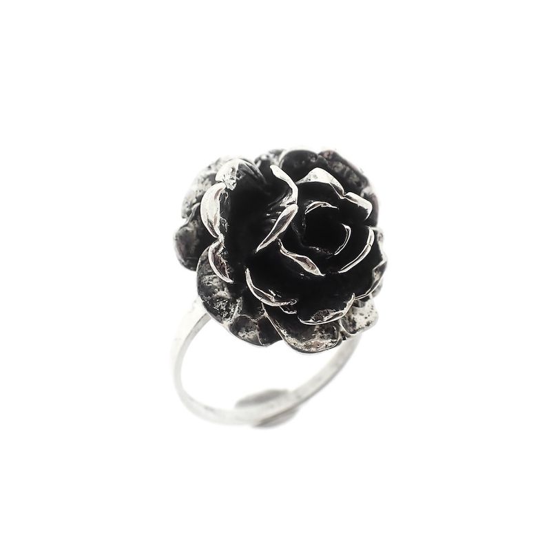 Image 1 of Silver ring with large rose