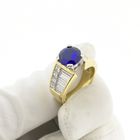 Image 10 of Gold entourage ring with synthetic sapphire and diamonds