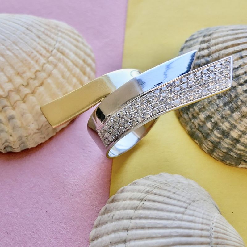 Image 6 of Two-tone gold statement ring with diamonds; approx. 0.83 ct.