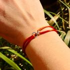 Image 2 of Forever Knots® Handmade Red Satin Bracelet with Silver Chain