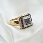 Image 2 of Gold ring pavé set with onyx and diamonds | 0.10 ct.