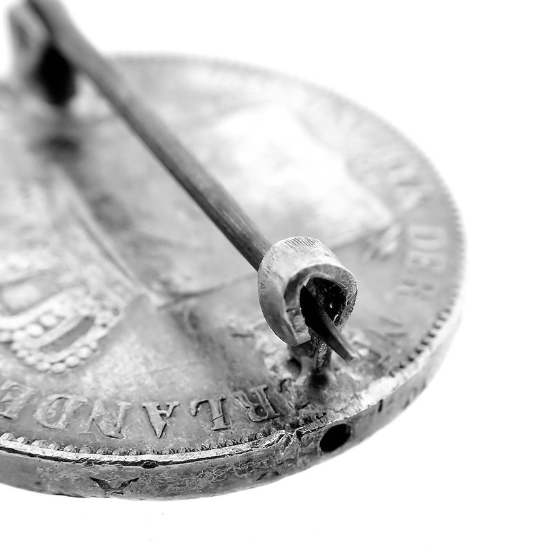 Image 7 of Silver brooch Wilhelmina long loose hair coin | 1892