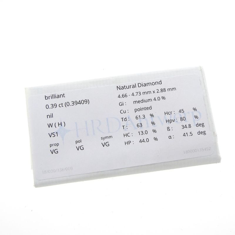 Image 10 of 0.39 ct. Brilliant cut diamond G/VS1 + HRD Certificate - Natural diamond