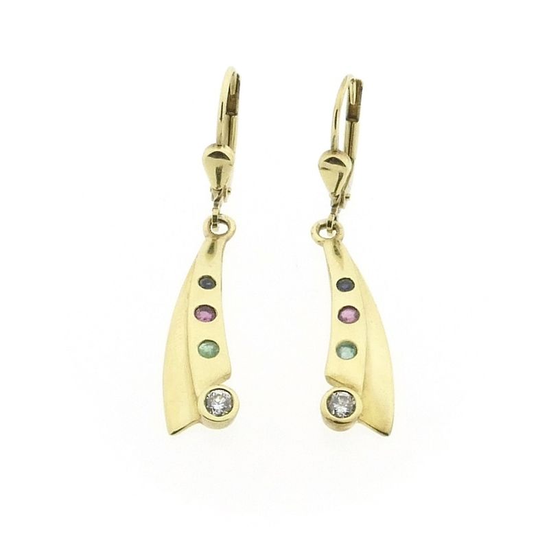 Image 10 of 8K earrings with a mix of gemstones