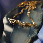 Image 2 of Gold necklace with a fixed pendant and diamond; 0.025 ct. | 42.5 cm