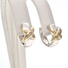 Image 5 of Two-tone gold earrings with zirconia | Ø 12 mm