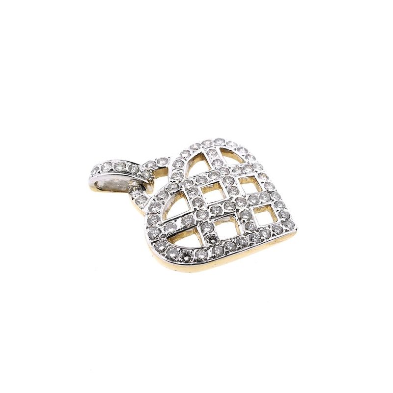 Image 2 of Gold heart pendant with diamonds; 1.30 ct.