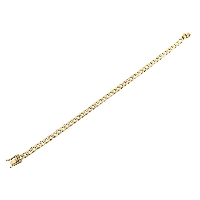 Image 7 of Gold flat gourmet link bracelet with diamonds