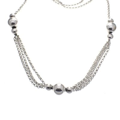 Image 1 of Silver vintage jasseron necklace with fixed pendant | 80 cm